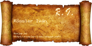 Rössler Iván névjegykártya